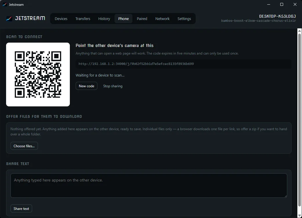 Jetstream Transfer screenshot